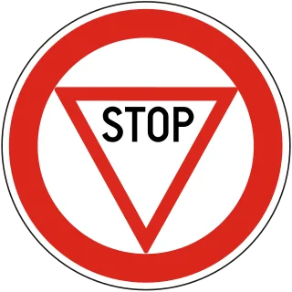ÁLLJ! Elsőbbségadás kötelező (kör alakú változat) KRESZ-tábla