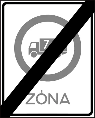 Korlátozott forgalmú övezet (zóna) vége KRESZ-tábla