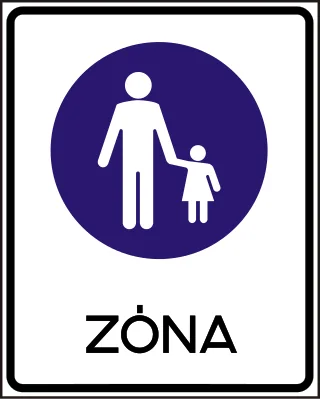 Gyalogos övezet (zóna) KRESZ-tábla