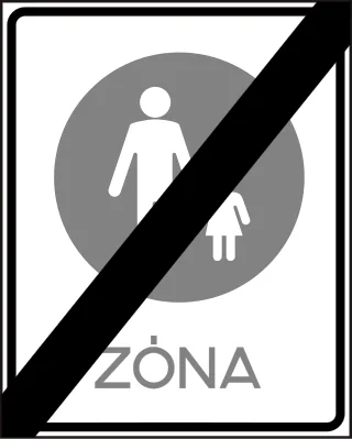 Gyalogos övezet (zóna) vége KRESZ-tábla